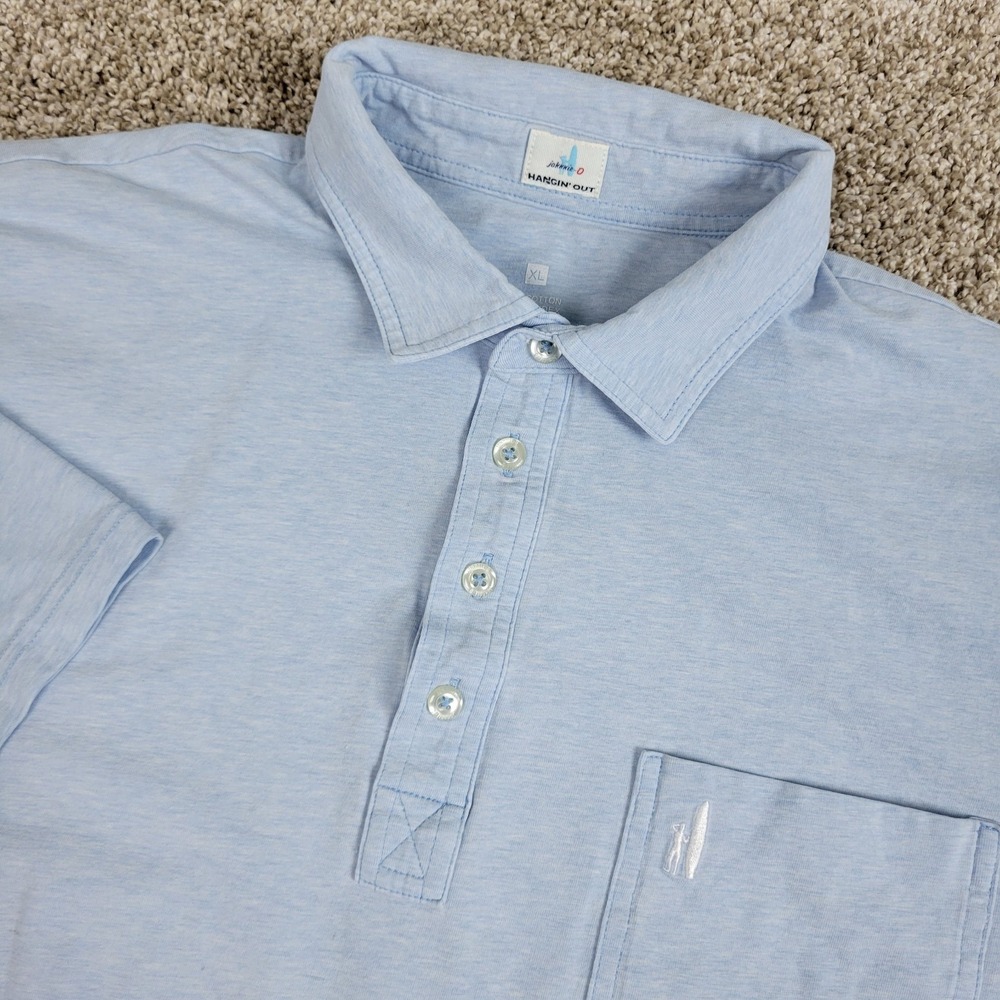 Johnnie O Hangin Out Mens XL Solid Light Blue Performance Stretch Polo SS